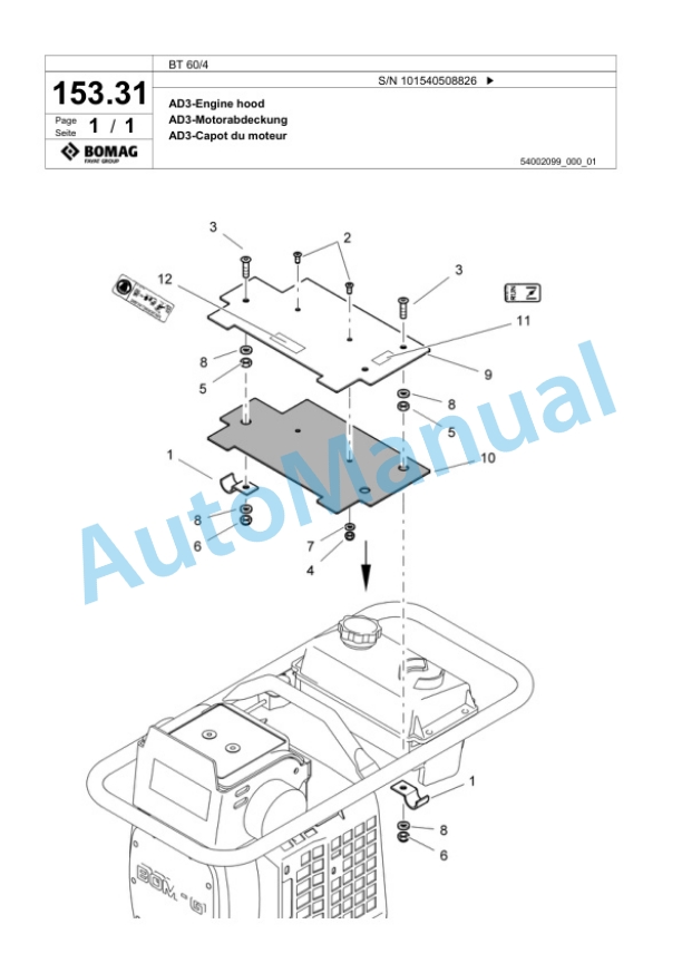 Bomag BT 60-4 Vibratory Tamper Spare Parts Catalogue 00818827 3 Bomag BT 60-4 Vibratory Tamper Spare Parts Catalogue 00818827-3