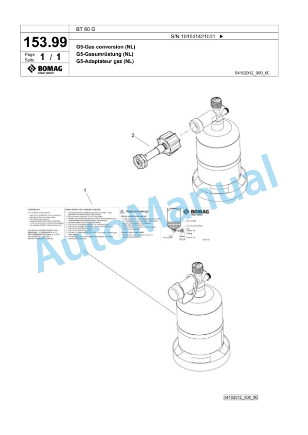 Bomag BT 60 G Vibratory Tamper Spare Parts Catalogue 00825407 4 Bomag BT 60 G Vibratory Tamper Spare Parts Catalogue 00825407-4