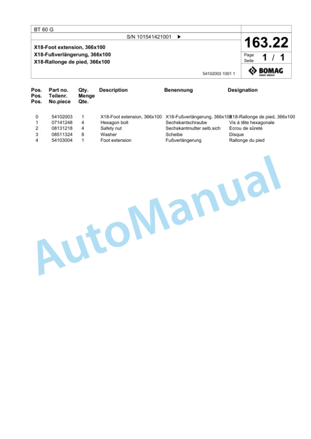 Bomag BT 60 G Vibratory Tamper Spare Parts Catalogue 00825407 5 Bomag BT 60 G Vibratory Tamper Spare Parts Catalogue 00825407-5