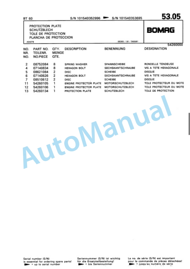 Bomag BT 60 Vibratory Tamper Spare Parts Catalogue 00813226 3 Bomag BT 60 Vibratory Tamper Spare Parts Catalogue 00813226-3