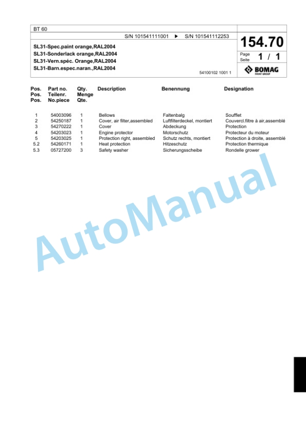 Bomag BT 60 Vibratory Tamper Spare Parts Catalogue 00824399 4 Bomag BT 60 Vibratory Tamper Spare Parts Catalogue 00824399-4
