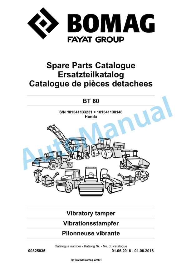 Bomag BT 60 Vibratory Tamper Spare Parts Catalogue 00825035 1 Bomag BT 60 Vibratory Tamper Spare Parts Catalogue 00825035