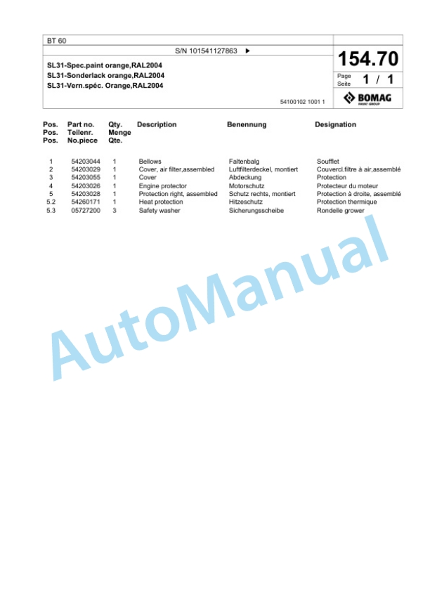 Bomag BT 60 Vibratory Tamper Spare Parts Catalogue 00825059 3 Bomag BT 60 Vibratory Tamper Spare Parts Catalogue 00825059-3