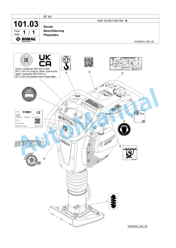 Bomag BT 60 Vibratory Tamper Spare Parts Catalogue 00825573 2 Bomag BT 60 Vibratory Tamper Spare Parts Catalogue 00825573-2