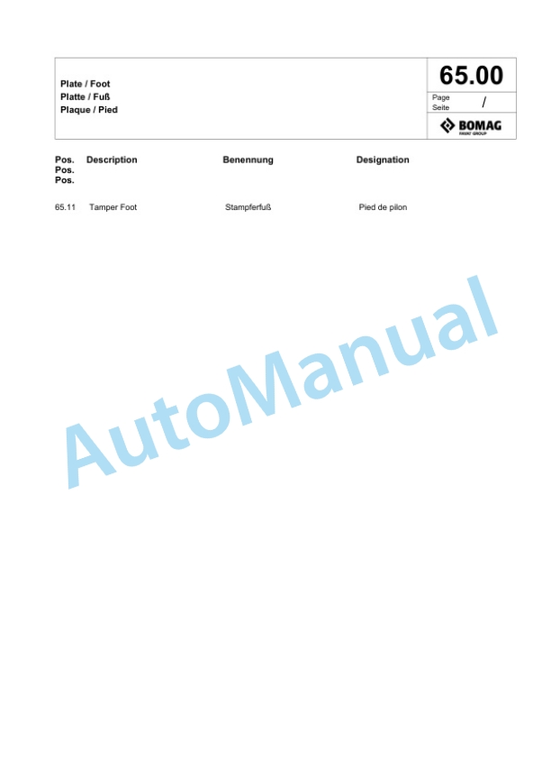 Bomag BT 60 Vibratory Tamper Spare Parts Catalogue 00825575 2 Bomag BT 60 Vibratory Tamper Spare Parts Catalogue 00825575-2