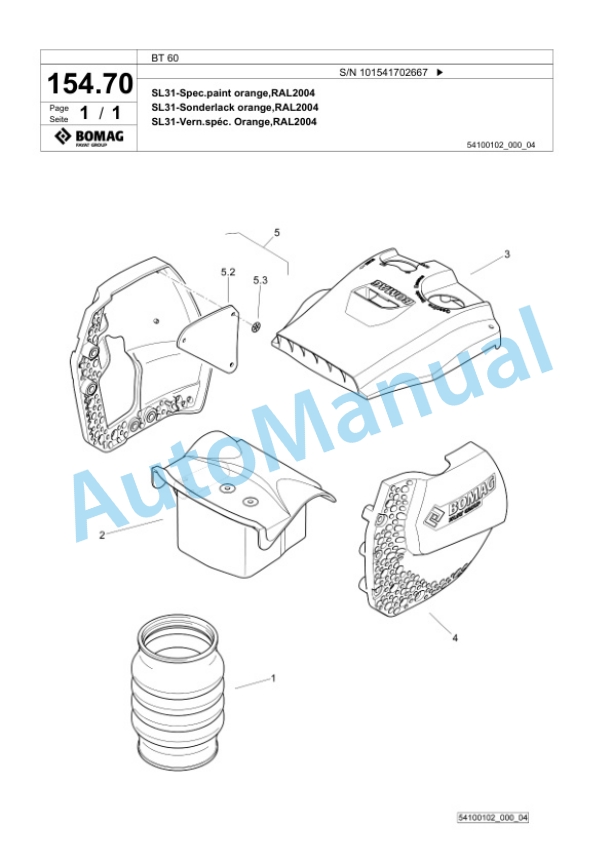 Bomag BT 60 Vibratory Tamper Spare Parts Catalogue 00826877 3 Bomag BT 60 Vibratory Tamper Spare Parts Catalogue 00826877-3