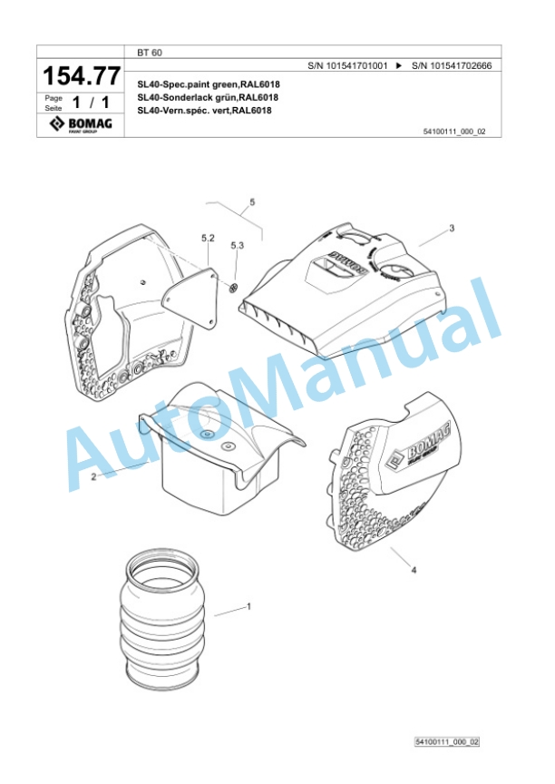 Bomag BT 60 Vibratory Tamper Spare Parts Catalogue 00826877 4 Bomag BT 60 Vibratory Tamper Spare Parts Catalogue 00826877-4