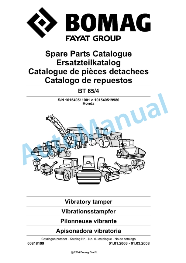 Bomag BT 65-4 Vibratory Tamper Spare Parts Catalogue 00818199 1 Bomag BT 65-4 Vibratory Tamper Spare Parts Catalogue 00818199