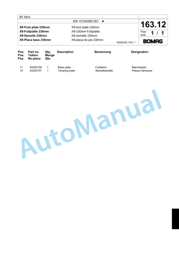 Bomag BT 65-4 Vibratory Tamper Spare Parts Catalogue 00818739 5 Bomag BT 65-4 Vibratory Tamper Spare Parts Catalogue 00818739-5