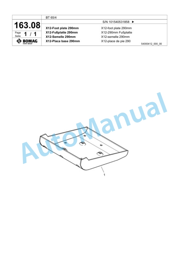 Bomag BT 65-4 Vibratory Tamper Spare Parts Catalogue 00818833-5