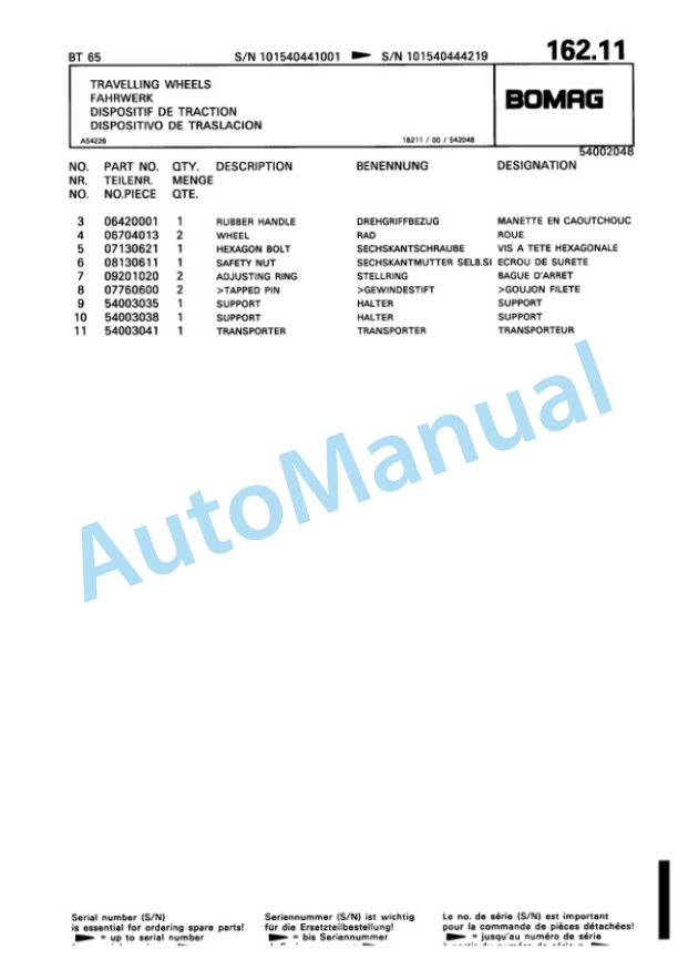 Bomag BT 65 Vibratory Tamper Spare Parts Catalogue 00813231 5 Bomag BT 65 Vibratory Tamper Spare Parts Catalogue 00813231-5