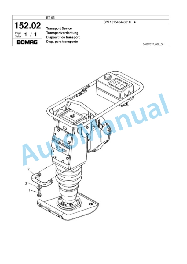Bomag BT 65 Vibratory Tamper Spare Parts Catalogue 00817452 4 Bomag BT 65 Vibratory Tamper Spare Parts Catalogue 00817452-4