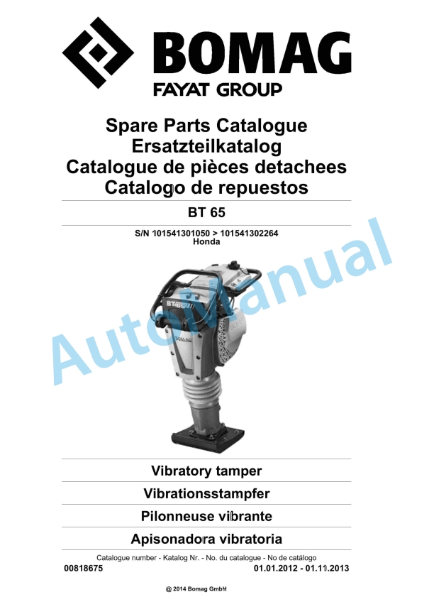 Bomag BT 65 Vibratory Tamper Spare Parts Catalogue 00818675 1 Bomag BT 65 Vibratory Tamper Spare Parts Catalogue 00818675