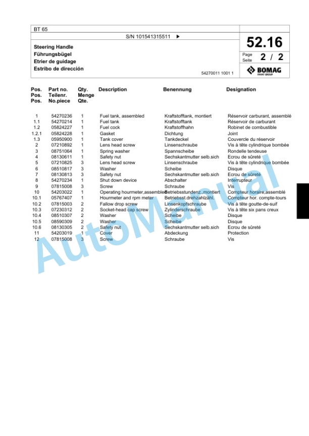 Bomag BT 65 Vibratory Tamper Spare Parts Catalogue 00824403 2 Bomag BT 65 Vibratory Tamper Spare Parts Catalogue 00824403-2