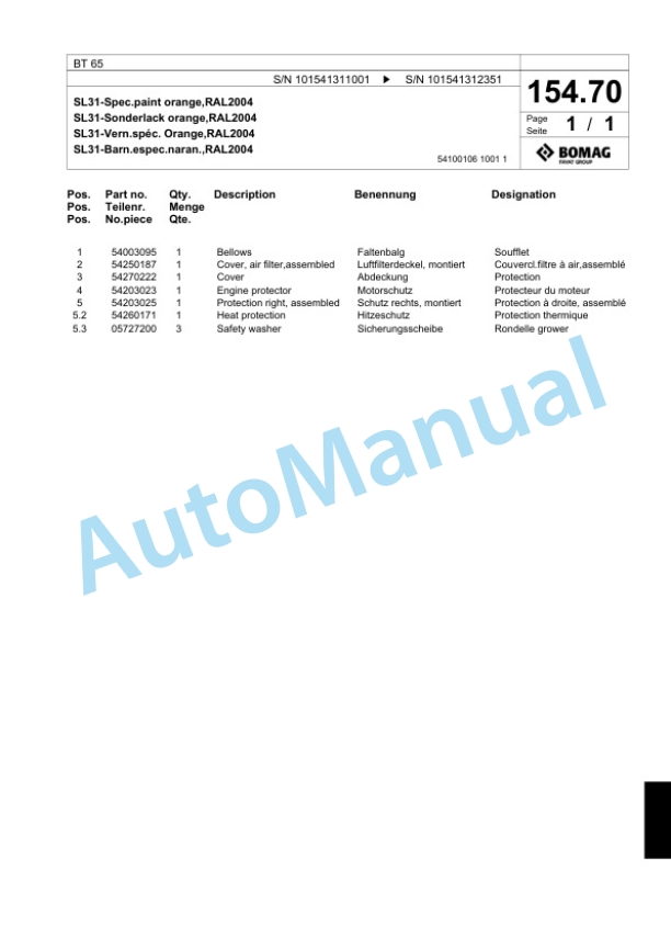 Bomag BT 65 Vibratory Tamper Spare Parts Catalogue 00824403 4 Bomag BT 65 Vibratory Tamper Spare Parts Catalogue 00824403-4