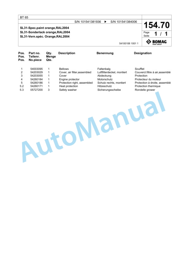 Bomag BT 65 Vibratory Tamper Spare Parts Catalogue 00825581 3 Bomag BT 65 Vibratory Tamper Spare Parts Catalogue 00825581-3