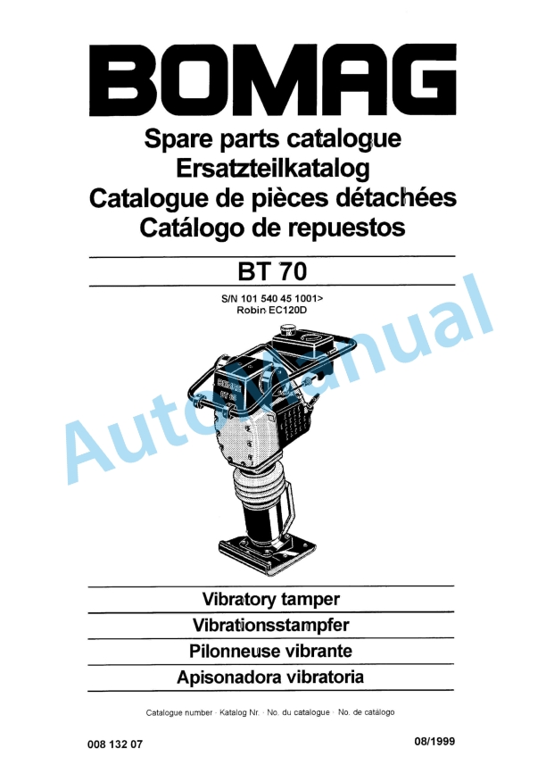 Bomag BT 70 Vibratory Tamper Spare Parts Catalogue 00813207 1 Bomag BT 70 Vibratory Tamper Spare Parts Catalogue 00813207