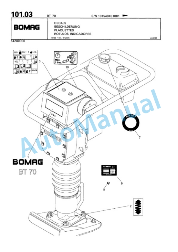 Bomag BT 70 Vibratory Tamper Spare Parts Catalogue 00813207 5 Bomag BT 70 Vibratory Tamper Spare Parts Catalogue 00813207-5