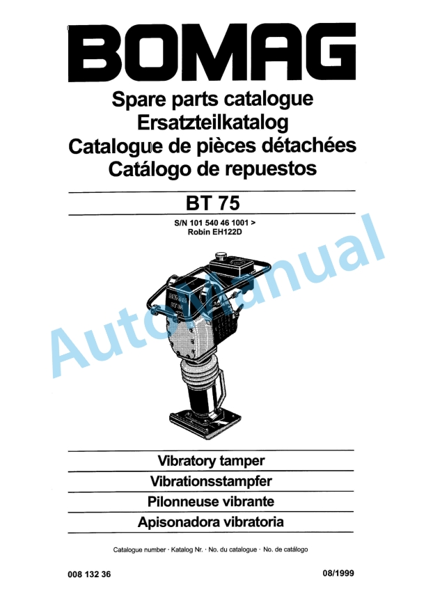 Bomag BT 75 Vibratory Tamper Spare Parts Catalogue 00813236 1 Bomag BT 75 Vibratory Tamper Spare Parts Catalogue 00813236