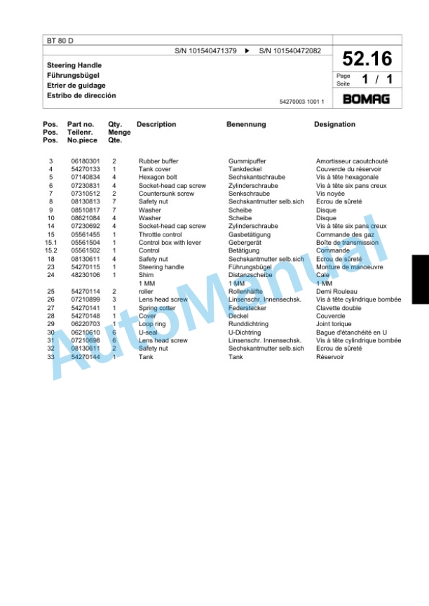 Bomag BT 80 D Vibratory Tamper Spare Parts Catalogue 00817455 3 Bomag BT 80 D Vibratory Tamper Spare Parts Catalogue 00817455-3