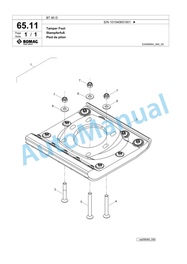 Bomag BT 80 D Vibratory Tamper Spare Parts Catalogue 00826641 4 Bomag BT 80 D Vibratory Tamper Spare Parts Catalogue 00826641-4