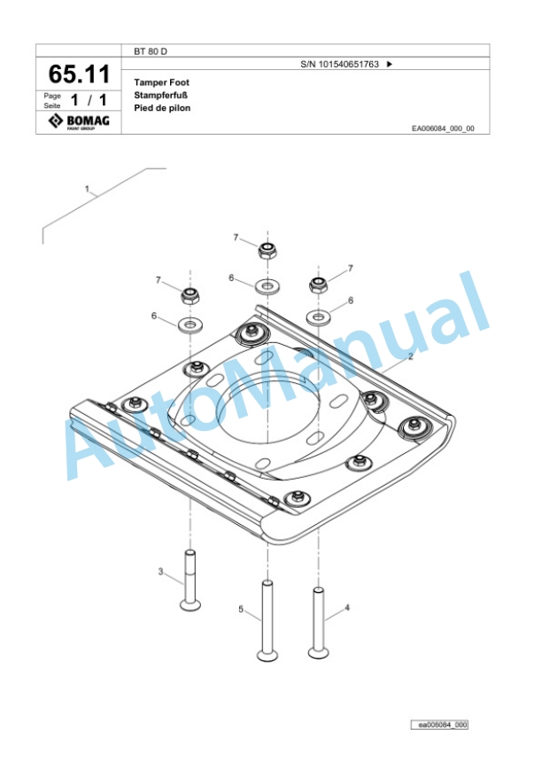 Bomag BT 80 D Vibratory Tamper Spare Parts Catalogue 00826823 4 Bomag BT 80 D Vibratory Tamper Spare Parts Catalogue 00826823-4
