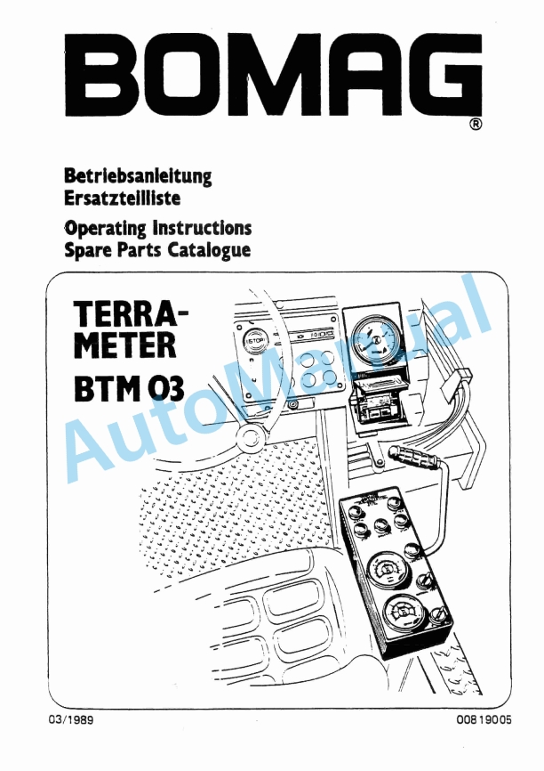 Bomag BTM 03 Terra Meter Spare Parts Catalogue 00819005 1 Bomag BTM 03 Terra Meter Spare Parts Catalogue 00819005