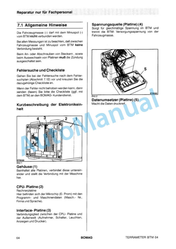 Bomag BTM 04 Terra Meter Spare Parts Catalogue 00816211 GE 2 Bomag BTM 04 Terra Meter Spare Parts Catalogue 00816211 GE-2