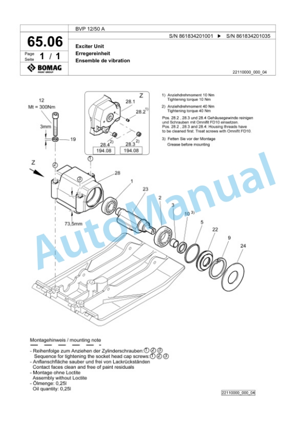 Bomag BVP 12-50 A Vibratory Plate Compactor Spare Parts Catalogue 00825145 4 Bomag BVP 12-50 A Vibratory Plate Compactor Spare Parts Catalogue 00825145-4