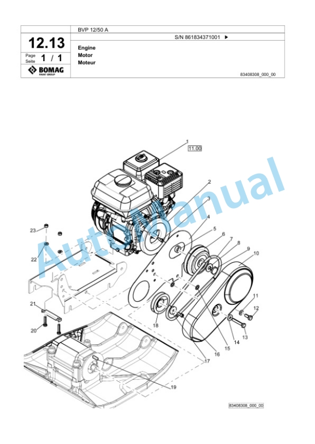 Bomag BVP 12-50 A Vibratory Plate Compactor Spare Parts Catalogue 00825317 2 Bomag BVP 12-50 A Vibratory Plate Compactor Spare Parts Catalogue 00825317-2