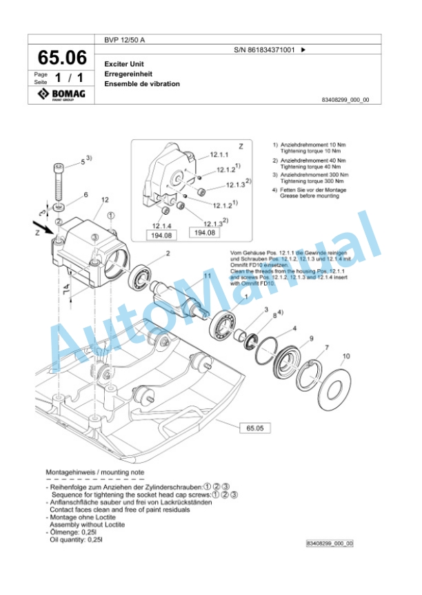 Bomag BVP 12-50 A Vibratory Plate Compactor Spare Parts Catalogue 00825317 4 Bomag BVP 12-50 A Vibratory Plate Compactor Spare Parts Catalogue 00825317-4
