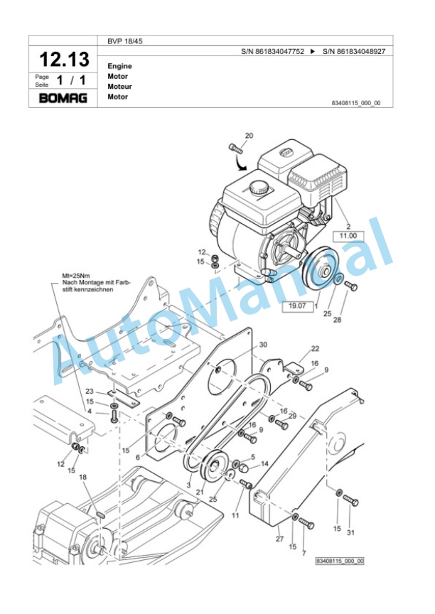 Bomag BVP 18-45 Vibratory Plate Compactor Spare Parts Catalogue 00824081 2 Bomag BVP 18-45 Vibratory Plate Compactor Spare Parts Catalogue 00824081-2