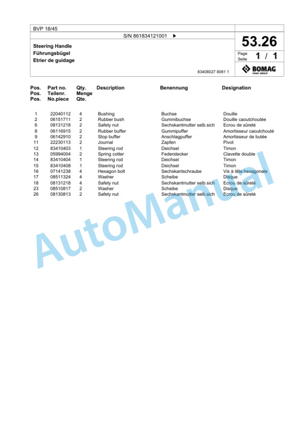 Bomag BVP 18-45 Vibratory Plate Compactor Spare Parts Catalogue 00824613 2 Bomag BVP 18-45 Vibratory Plate Compactor Spare Parts Catalogue 00824613-2