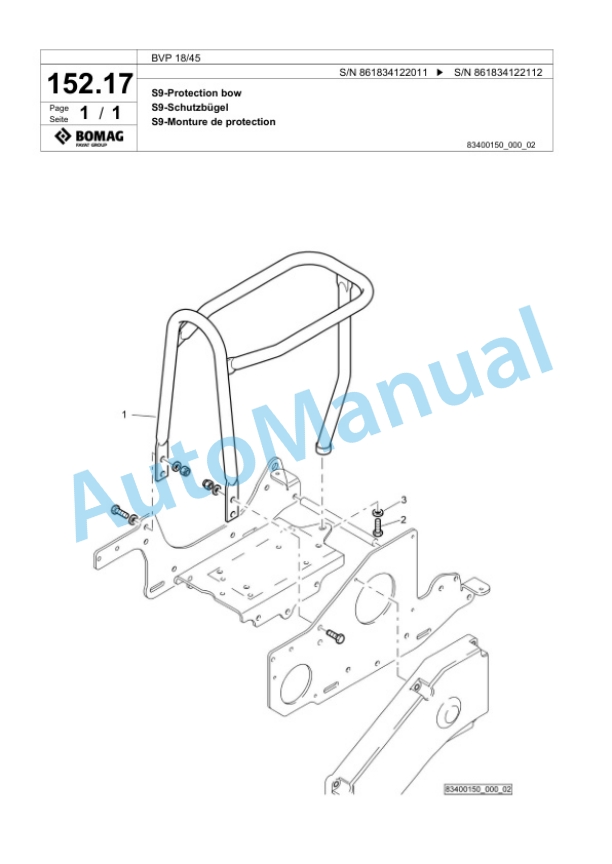 Bomag BVP 18-45 Vibratory Plate Compactor Spare Parts Catalogue 00824613 4 Bomag BVP 18-45 Vibratory Plate Compactor Spare Parts Catalogue 00824613-4