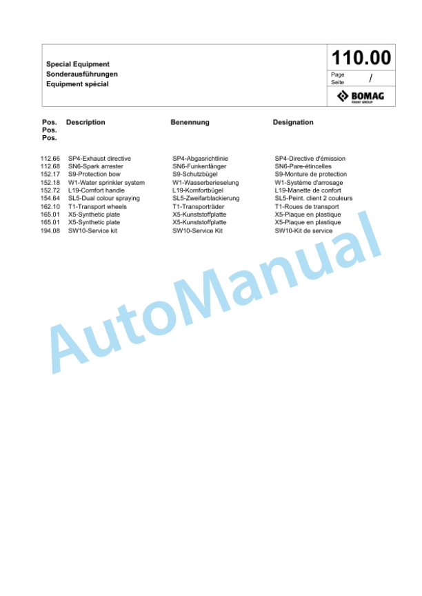 Bomag BVP 18-45 Vibratory Plate Compactor Spare Parts Catalogue 00825475-4