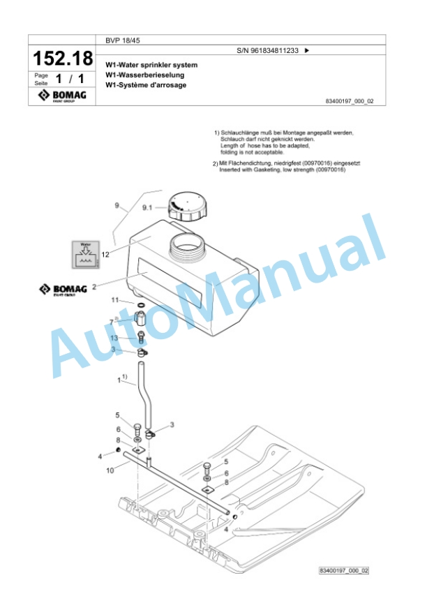 Bomag BVP 18-45 Vibratory Plate Compactor Spare Parts Catalogue 00826629 5 Bomag BVP 18-45 Vibratory Plate Compactor Spare Parts Catalogue 00826629-5