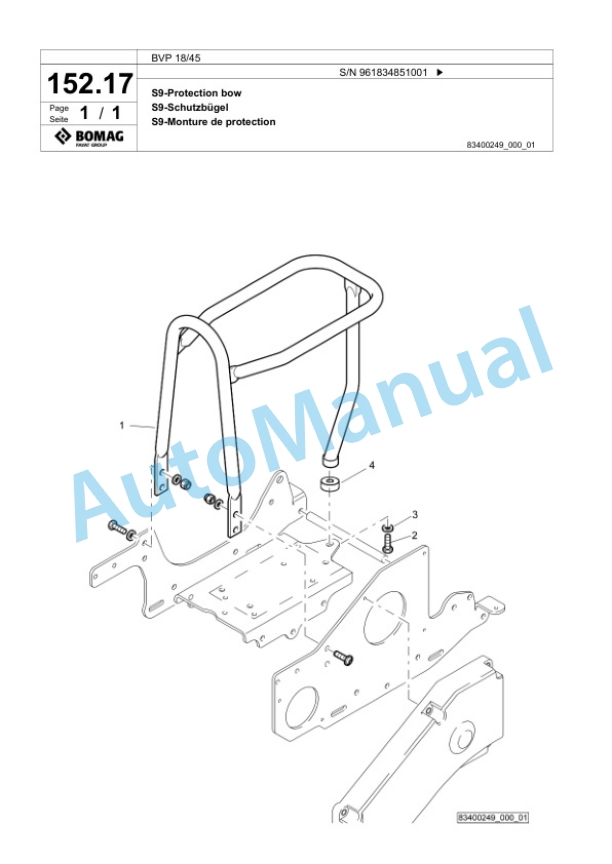 Bomag BVP 18-45 Vibratory Plate Compactor Spare Parts Catalogue 00826811 5 Bomag BVP 18-45 Vibratory Plate Compactor Spare Parts Catalogue 00826811-5