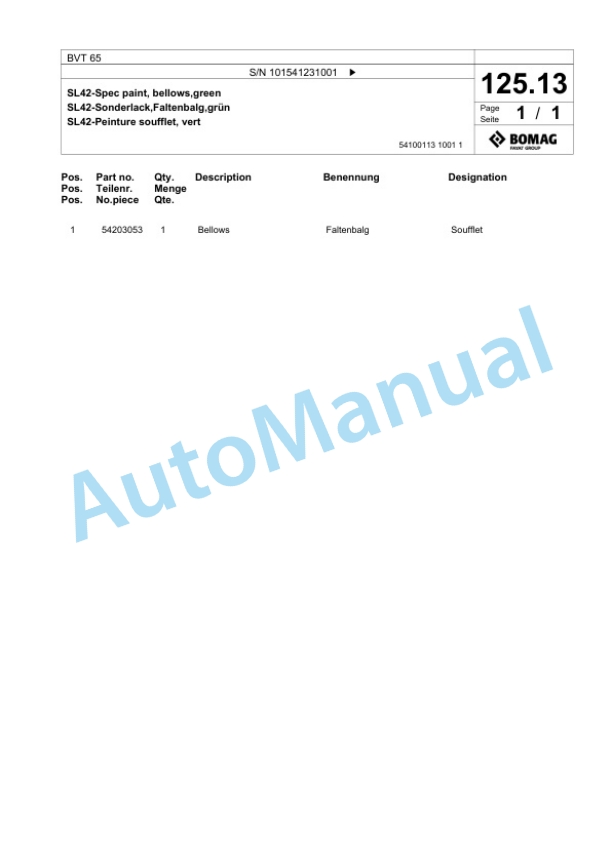 Bomag BVT 65 Vibratory Tamper Spare Parts Catalogue 00825405 4 Bomag BVT 65 Vibratory Tamper Spare Parts Catalogue 00825405-4