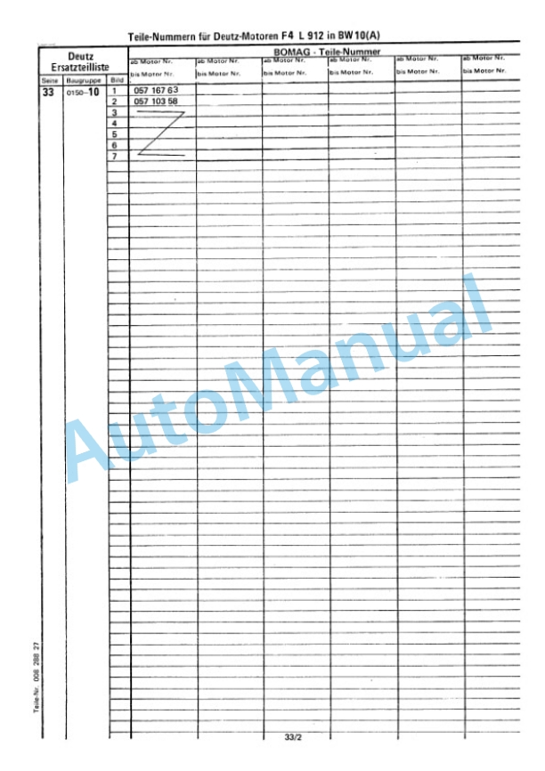 Bomag BW 10, BW 10S Trailed Vibratory Rollers Spare Parts Catalogue 00812500 GE 3 Bomag BW 10, BW 10S Trailed Vibratory Rollers Spare Parts Catalogue 00812500 GE-3