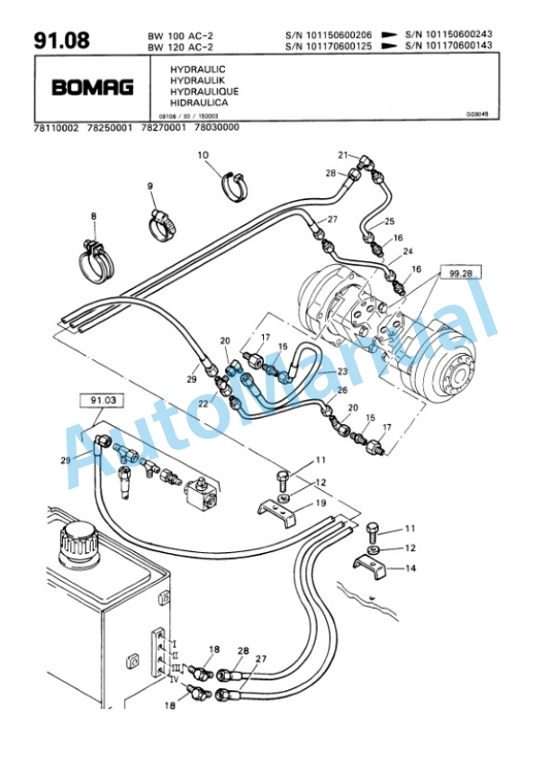 Bomag BW 100 AC-2, BW 120 AC-2 Combination Roller Spare Parts Catalogue 00810069 4 Bomag BW 100 AC-2, BW 120 AC-2 Combination Roller Spare Parts Catalogue 00810069-4