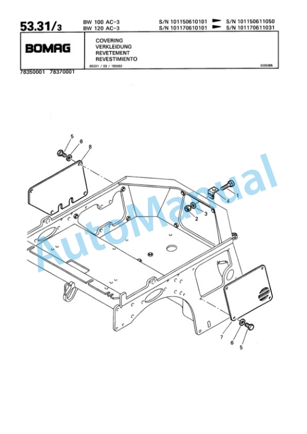 Bomag BW 100 AC-3, BW 120 AC-3 Combination Roller Spare Parts Catalogue 00810096 2 Bomag BW 100 AC-3, BW 120 AC-3 Combination Roller Spare Parts Catalogue 00810096-2
