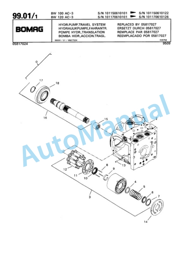 Bomag BW 100 AC-3, BW 120 AC-3 Combination Roller Spare Parts Catalogue 00810096 4 Bomag BW 100 AC-3, BW 120 AC-3 Combination Roller Spare Parts Catalogue 00810096-4