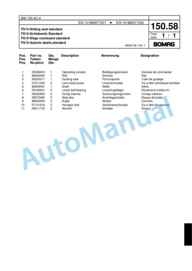 Bomag BW 100 AC-4 Combination Roller Spare Parts Catalogue 00818467 4 Bomag BW 100 AC-4 Combination Roller Spare Parts Catalogue 00818467-5
