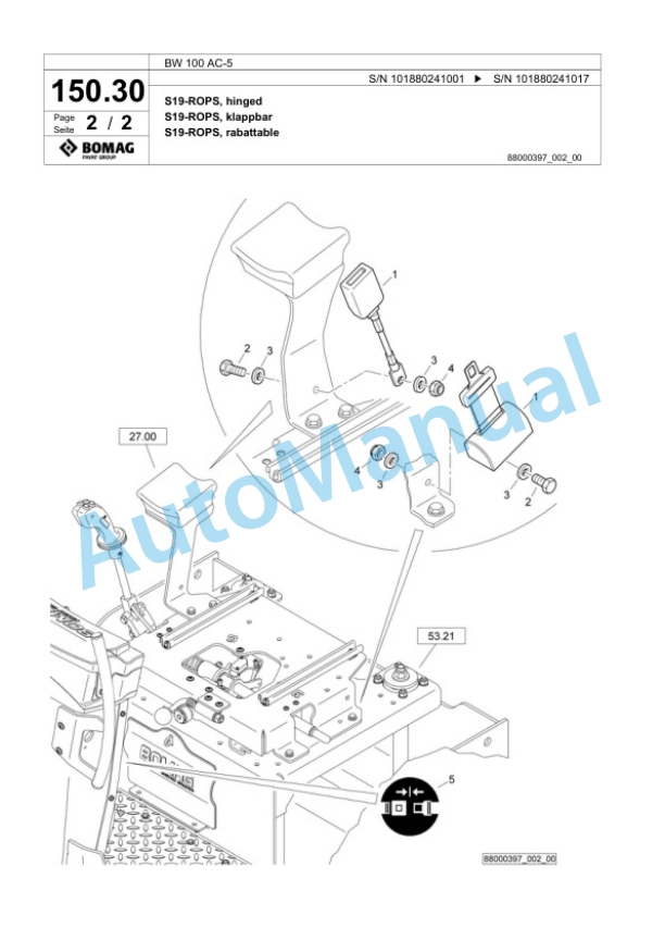 Bomag BW 100 AC-5 Combination Roller Spare Parts Catalogue 00824275 4 Bomag BW 100 AC-5 Combination Roller Spare Parts Catalogue 00824275-4