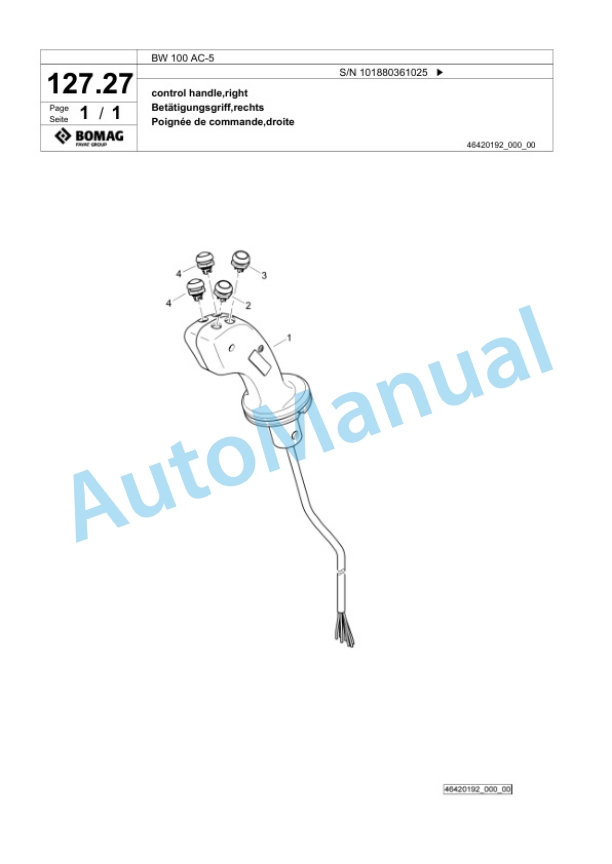 Bomag BW 100 AC-5 Combination Roller Spare Parts Catalogue 00824621 3 Bomag BW 100 AC-5 Combination Roller Spare Parts Catalogue 00824621-3