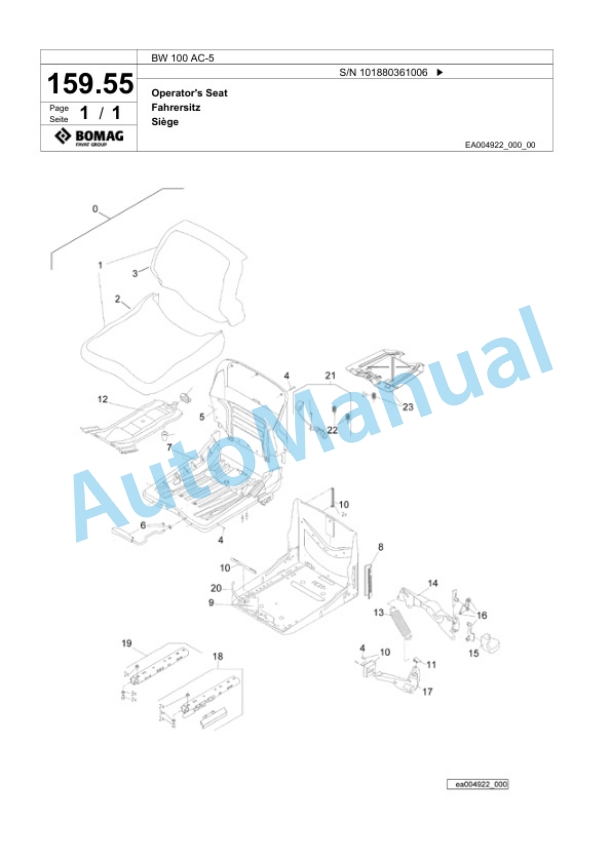 Bomag BW 100 AC-5 Combination Roller Spare Parts Catalogue 00824621 5 Bomag BW 100 AC-5 Combination Roller Spare Parts Catalogue 00824621-5