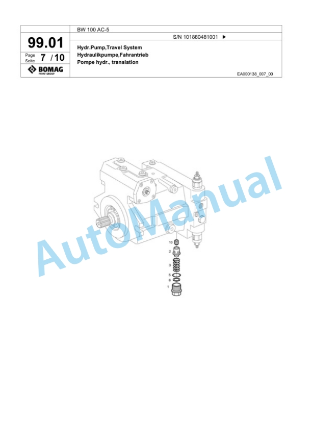 Bomag BW 100 AC-5 Combination Roller Spare Parts Catalogue 00825361 2 Bomag BW 100 AC-5 Combination Roller Spare Parts Catalogue 00825361-2