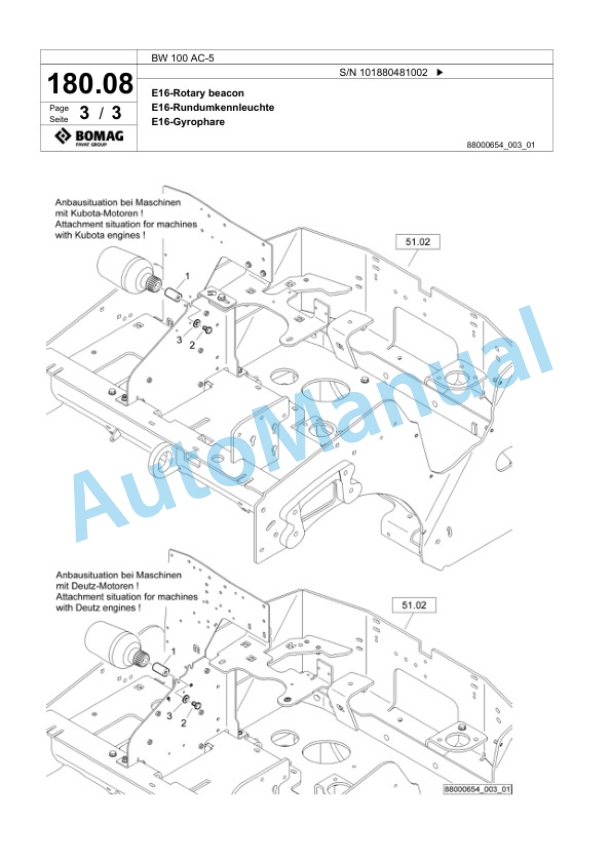 Bomag BW 100 AC-5 Combination Roller Spare Parts Catalogue 00825361 5 Bomag BW 100 AC-5 Combination Roller Spare Parts Catalogue 00825361-5
