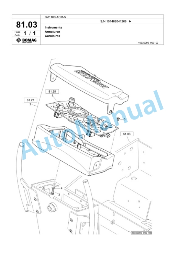 Bomag BW 100 ACM-5 Combination Roller Spare Parts Catalogue 00824123 2 Bomag BW 100 ACM-5 Combination Roller Spare Parts Catalogue 00824123-2