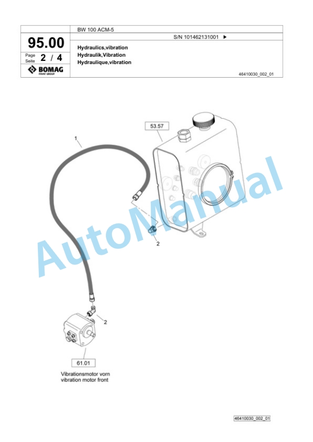 Bomag BW 100 ACM-5 Combination Roller Spare Parts Catalogue 00825291 2 Bomag BW 100 ACM-5 Combination Roller Spare Parts Catalogue 00825291-2
